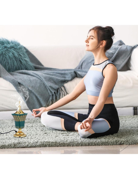 Quemador de Incienso Eléctrico Cabilock Verde para Yoga y Spa