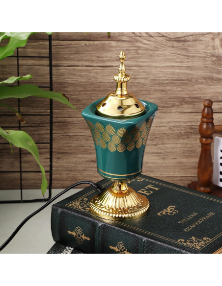 Quemador de Incienso Eléctrico Cabilock Verde para Yoga y Spa