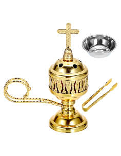 Soporte de Incienso Vintage JUXYES con Tapa Cruz y Recogedores