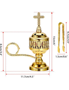 Soporte de Incienso Vintage JUXYES con Tapa Cruz y Recogedores 2