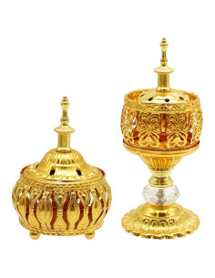 Quemador de Incienso de Metal Aynaxcol 2 Pcs Vintage 18.8x7.6cm