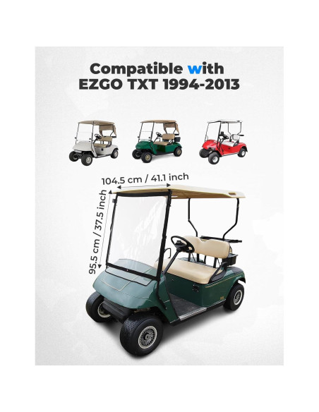 Parabrisas Plegable KEMIMOTO para Carro de Golf EZGO TXT 1994-2013