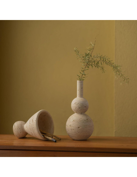 Quemador de Incienso y Jarrón de Travertina Natural Wild Works