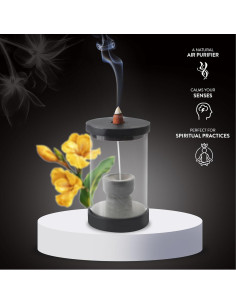 Kit quemador incienso retroceso Hosley madera vidrio 3.5x15.2cm 2