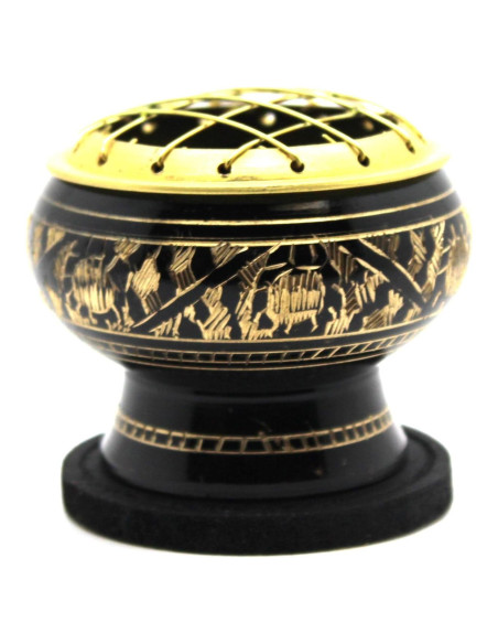 Quemador de Incienso de Bronce Govinda con Pantalla y Posavasos