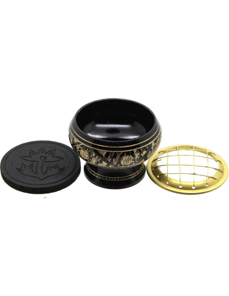 Quemador de Incienso de Bronce Govinda con Pantalla y Posavasos