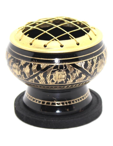 Quemador de Incienso de Bronce Govinda con Pantalla y Posavasos