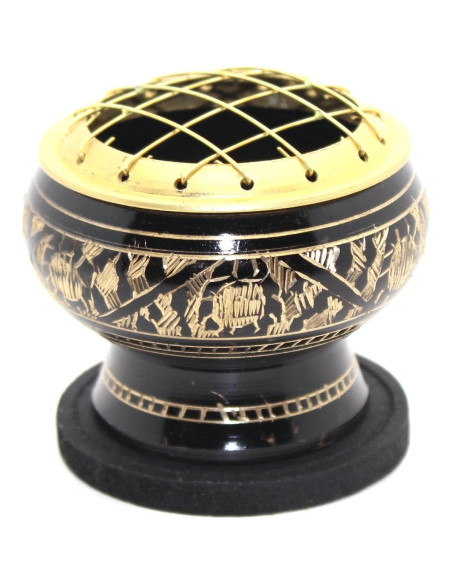 Quemador de Incienso de Bronce Govinda con Pantalla y Posavasos