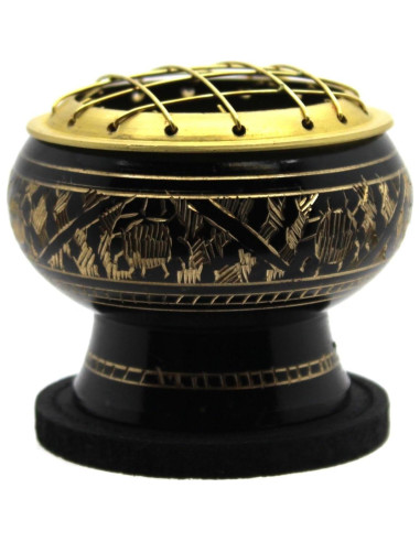 Quemador de Incienso de Bronce Govinda con Pantalla y Posavasos