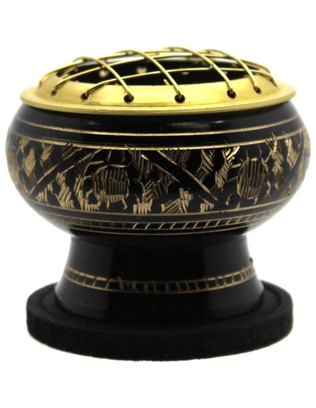 Quemador de Incienso de Bronce Govinda con Pantalla y Posavasos