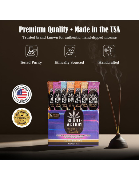 Varitas de Incienso Tulasi Blunt Action - 144 Piezas, Aromaterapia