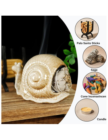 Quemador de Incienso de Cerámica MOUGIGI Caracol Marrón