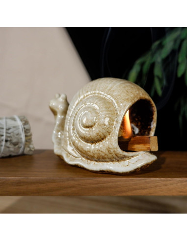 Quemador de Incienso de Cerámica MOUGIGI Caracol Marrón
