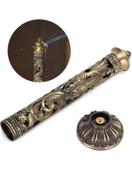 Soporte de Incienso Focket de Bronce con Relieve Dragón 8.5x7cm