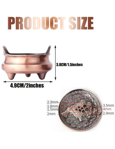 Quemador de Incienso Circular CHENSHUO Bronce Mini 3.8cm