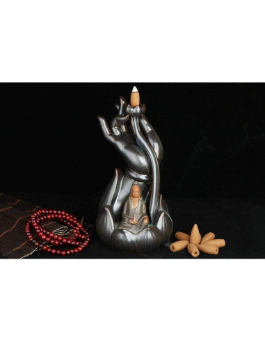 Horno de Incienso de Retroceso Stimmt Loto Buda Cerámica 10 Conos