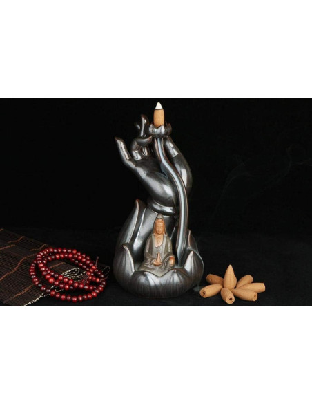 Horno de Incienso de Retroceso Stimmt Loto Buda Cerámica 10 Conos