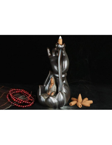 Horno de Incienso de Retroceso Stimmt Loto Buda Cerámica 10 Conos