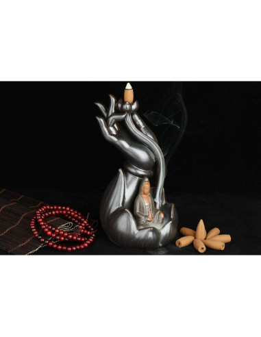 Horno de Incienso de Retroceso Stimmt Loto Buda Cerámica 10 Conos