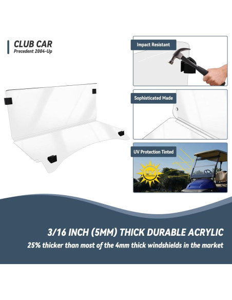 Parabrisas Plegable SHUNCHENXIANG para Carrito Golf Club Car Precedent 2004+