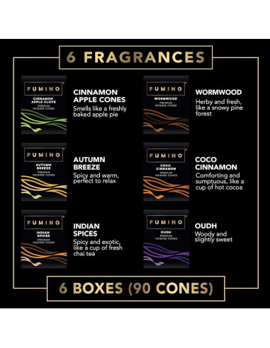 Conos de Incienso Fumino 90 Piezas Aromas Naturales