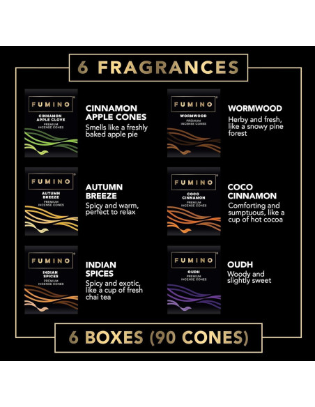 Conos de Incienso Fumino 90 Piezas Aromas Naturales