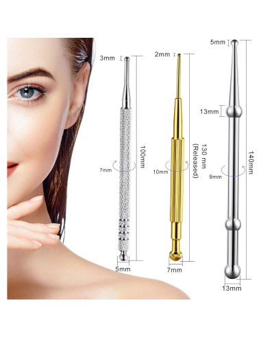 Herramienta de Masaje Facial Nuanchu 3 Piezas Acero Inoxidable