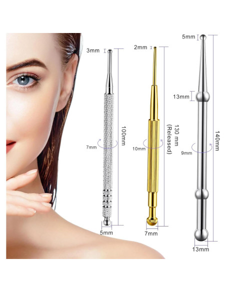 Herramienta de Masaje Facial Nuanchu 3 Piezas Acero Inoxidable
