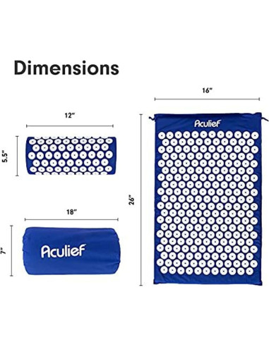 Aculief - Alfombra de Acupresión y Almohada - Alivio del Estrés