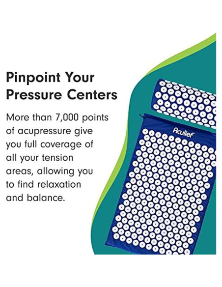 Aculief - Alfombra de Acupresión y Almohada - Alivio del Estrés