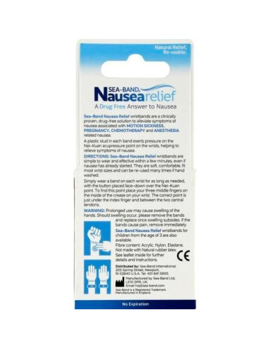 Muñequera Antináuseas Sea-Band Gris - 1 Par, Alivio Natural