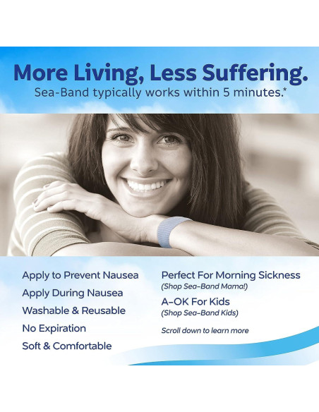 Muñequera Antináuseas Sea-Band Gris - 1 Par, Alivio Natural