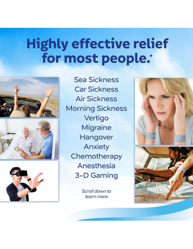 Muñequera Antináuseas Sea-Band Gris - 1 Par, Alivio Natural