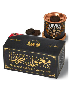 Caja de Variedad de Bakhoor Dukhni con Quemador - 10 Fragancias