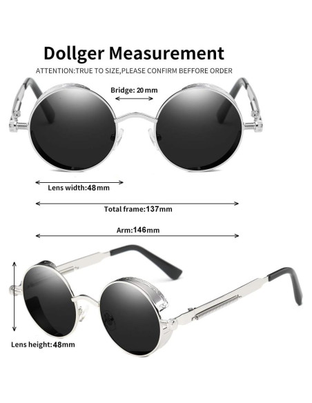 Gafas de sol redondas Dollger UV400 metal retro estilo