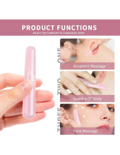 Barra de Masaje Gua Sha Cuarzo Rosa Leosense 11.4cm 2