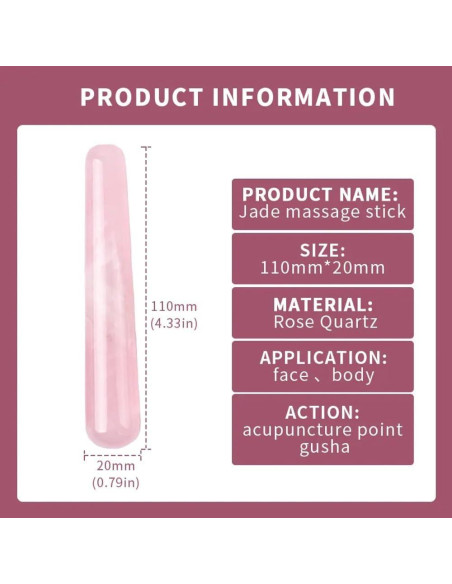 Barra de Masaje Gua Sha Cuarzo Rosa Leosense 11.4cm
