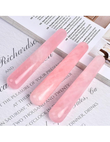 Barra de Masaje Gua Sha Cuarzo Rosa Leosense 11.4cm