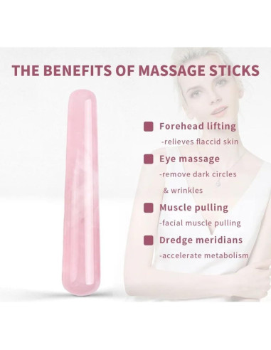 Barra de Masaje Gua Sha Cuarzo Rosa Leosense 11.4cm