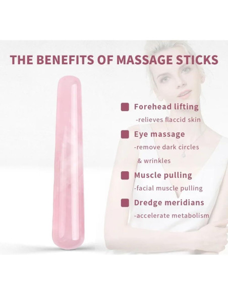 Barra de Masaje Gua Sha Cuarzo Rosa Leosense 11.4cm