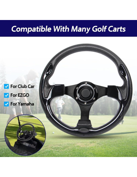 Volante de Carro de Golf YEHICY Universal 31.75 cm Negro