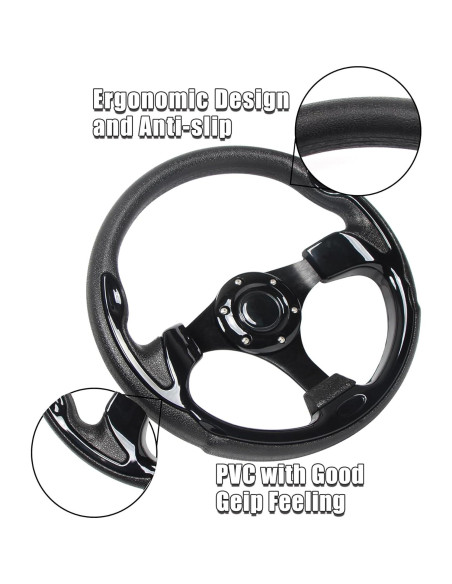 Volante de Carro de Golf YEHICY Universal 31.75 cm Negro