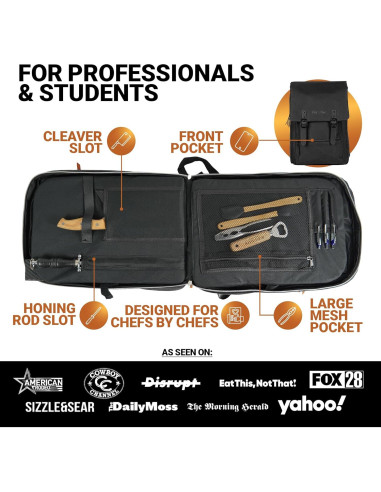 Bolsa de Cuchillos Chef Sac Vintage - 30+ Bolsillos, Negro