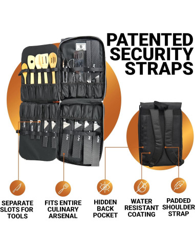 Bolsa de Cuchillos Chef Sac Vintage - 30+ Bolsillos, Negro