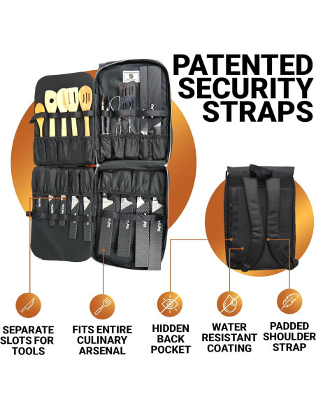 Bolsa de Cuchillos Chef Sac Vintage - 30+ Bolsillos, Negro