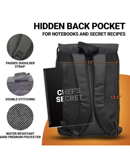 Bolsa de Cuchillos Chef Sac Vintage - 30+ Bolsillos, Negro