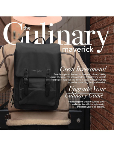 Bolsa de Cuchillos Chef Sac Vintage - 30+ Bolsillos, Negro