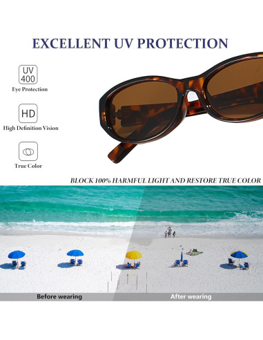 Gafas de sol ovaladas BRMHDY para mujeres, UV400, retro