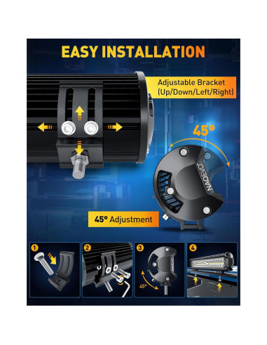 Barra de Luz LED NAOEVO 30 cm 300W 30000LM Blanca Offroad