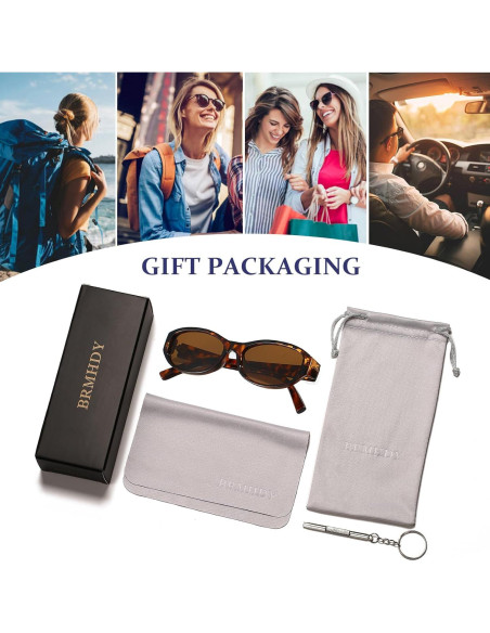 Gafas de sol ovaladas BRMHDY para mujeres, UV400, retro